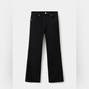 NWT MNG MANGO High-Waist Sienna Cropped Flare Distress Stretch Black Jeans Sz 1